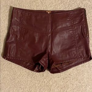 Maroon Leather Free People Shorts